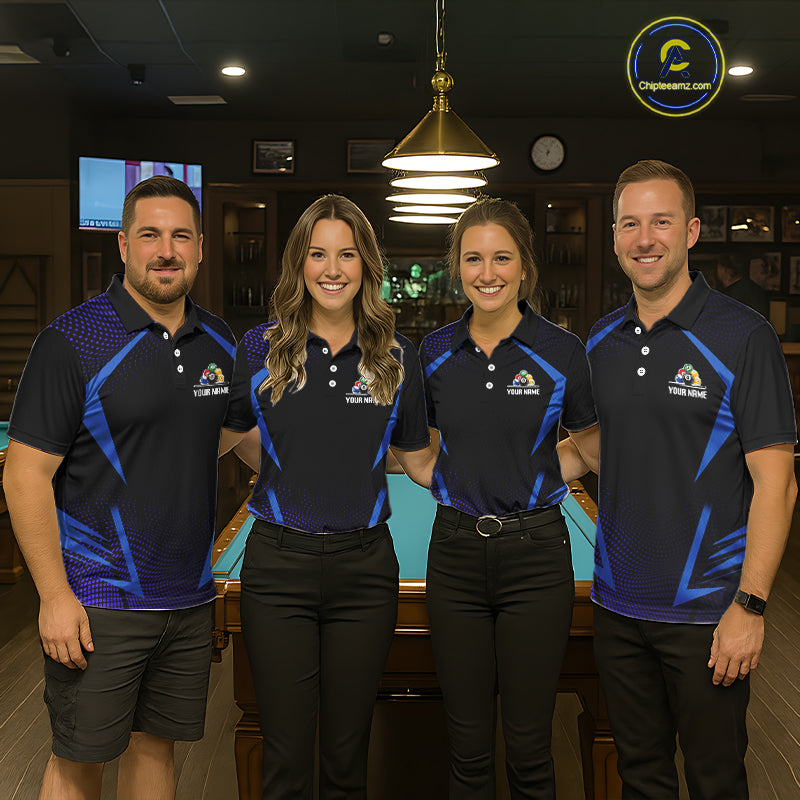 Custom 8 Ball & 9 Ball Men's Billiard Shirt Personalized Thunder Blue Billiard Team Shirt NYN2336