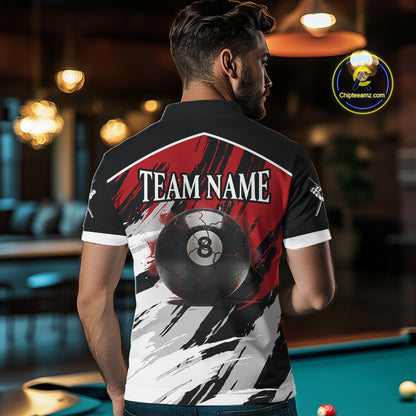Black & Red Grunge Billiard Ball Shirts For Men Personalized Cracked 8 Ball Billiard Gifts NYN2340