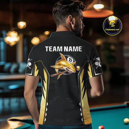 Funny Gold Shark Ball 8 & Cue Billiard Shirts For Men Personalized Billiard Attire Gifts NYN2341