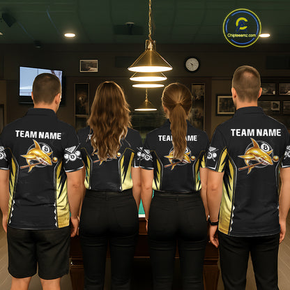 Funny Gold Shark Ball 8 & Cue Billiard Shirts For Men Personalized Billiard Attire Gifts NYN2341