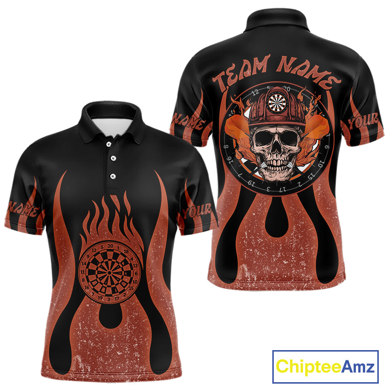 Skull Firefighter Orange-Black Custom Flame Dart Shirt For Men, Dart Team Jerseys NYN0229