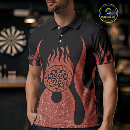 Skull Firefighter Orange-Black Custom Flame Dart Shirt For Men, Dart Team Jerseys NYN0229