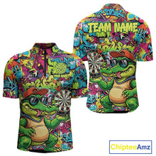 Load image into Gallery viewer, Cool Crocodile Dartboard Graffiti Darts Quarter-Zip Shirt For Men Custom Funny Dart Jerseys NYN1852
