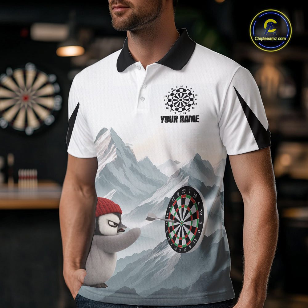 Cold Fierce Penguin Duo Play Darts Men Darts Polo Shirt Personalized Name For Darters NYN2356