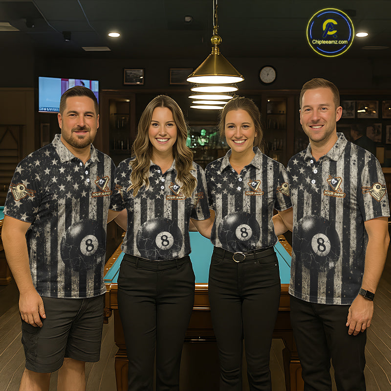 Funny Bee Crack Pool 8 Ball Men's Billiard Polo & 1/4 Zip Shirt Custom Billiard Ball Attire NYN2360