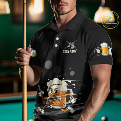 Funny Beer Play Pool 8 Ball Men's Billiard Team Shirt Custom Billiard Polo & 1/4 Zip Attire NYN2364