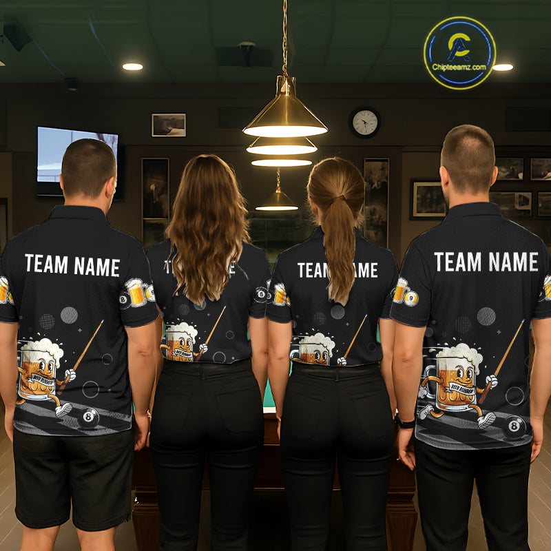 Funny Beer Play Pool 8 Ball Men's Billiard Team Shirt Custom Billiard Polo & 1/4 Zip Attire NYN2364