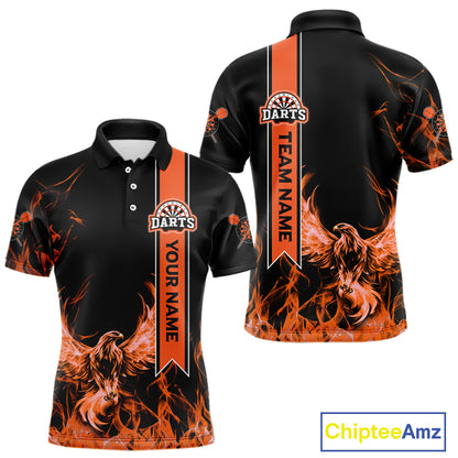 Custom Orange Ribbon Flames Phoenix Dart Shirts For Men Dart Tournament Team Jerseys NYN0069