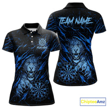 Load image into Gallery viewer, Blue Grunge Funny Tiger Women Dart Polo &amp; 1/4-Zip Shirt Custom Name Tiger Dart Jersey For Darters NYN2973