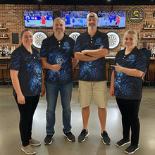 Load image into Gallery viewer, Blue Grunge Funny Tiger Women Dart Polo &amp; 1/4-Zip Shirt Custom Name Tiger Dart Jersey For Darters NYN2973