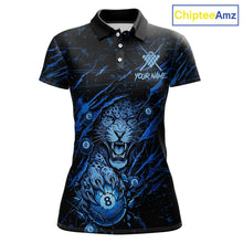 Load image into Gallery viewer, Blue Grunge Funny Tiger Women Dart Polo &amp; 1/4-Zip Shirt Custom Name Tiger Dart Jersey For Darters NYN2973