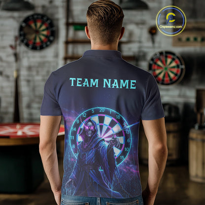 Custom Galaxy Purple Grim Reaper Dartboard Men Darts Polo Shirt Colorful Dart Jerseys NYN1865