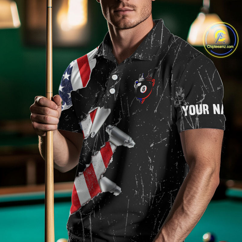 Black Stars 8 Ball Pool Men Billiard Team Shirt Personalized Polo & 1/4-Zip Billiard Gifts NYN2381