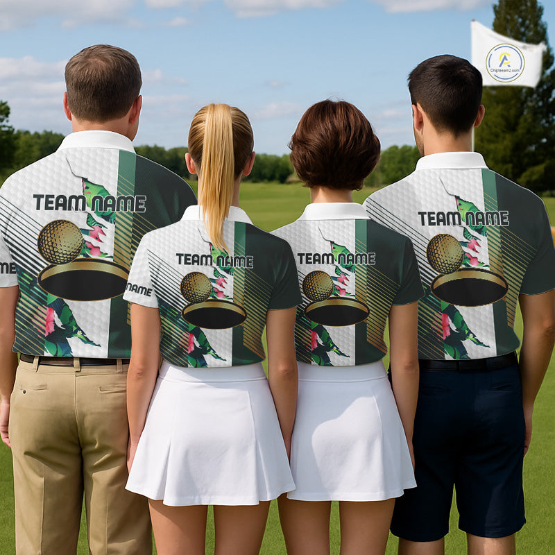 Mens Tropical Golf Shirts Monstera Pattern Golf Clothing Custom Green Golf Polo, Golf Upf Shirts NYN2996