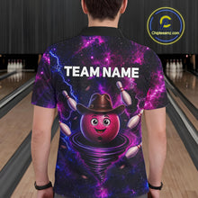 Load image into Gallery viewer, Funny Cowboy Bowling Ball Shirts For Men Custom Galaxy Tornado Bowling Team Jerseys NYN3414