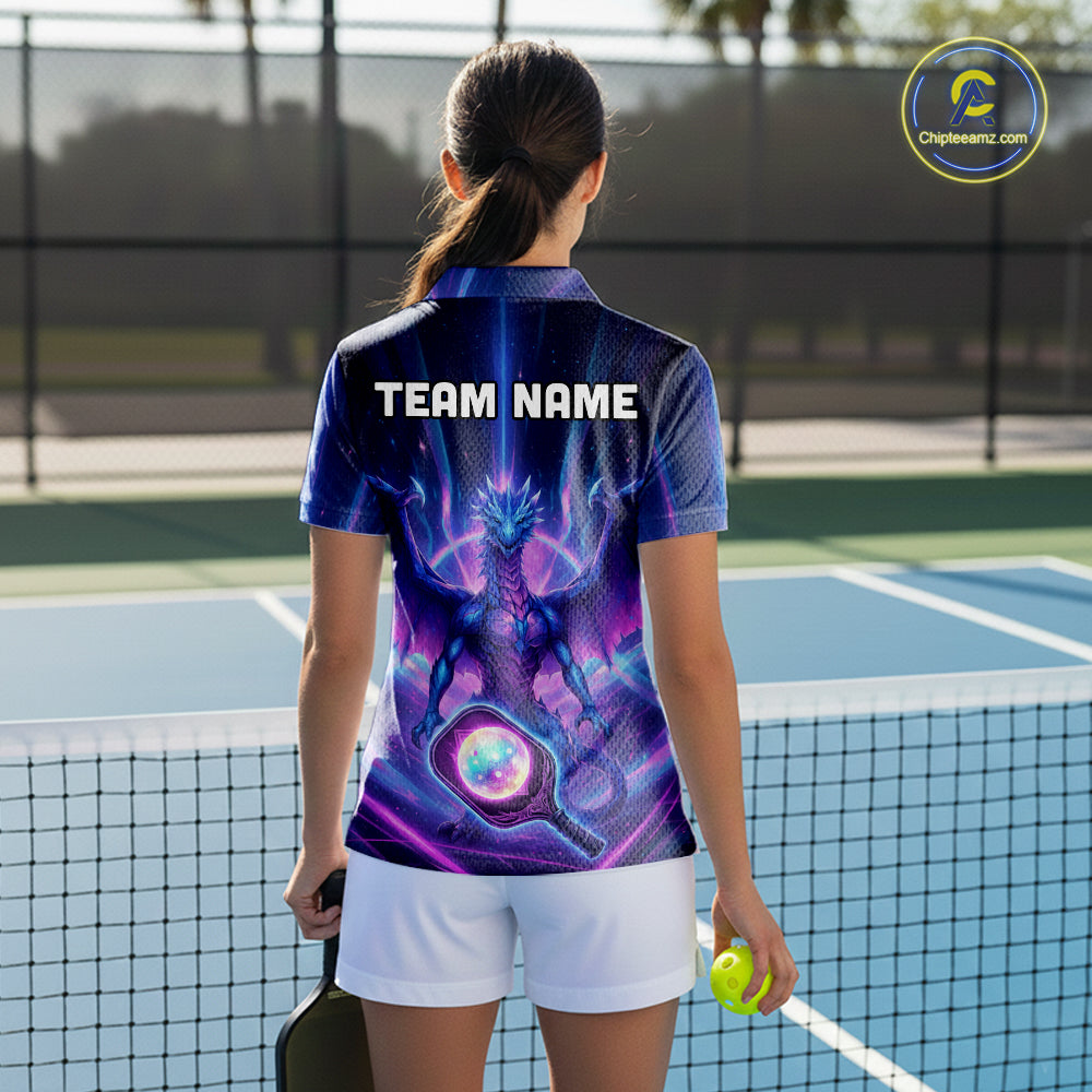 Custom Holographic Dragon Women Pickleball Jerseys Rainbow Pickleball Paddle League Shirts NYN2131