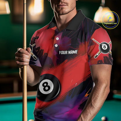 Grunge Paint Splatter Pink Ball 8 Billiard Shirts For Men Personalized Billiard Attire Gifts NYN2789