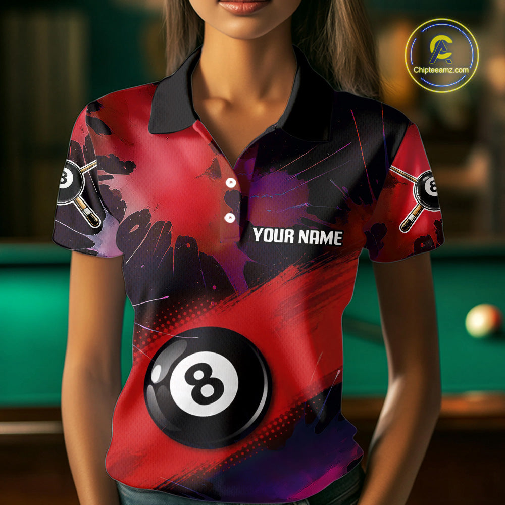 Grunge Paint Splatter Pink Ball 8 Billiard Shirts For Women Personalized Billiard Attire Gifts NYN2789
