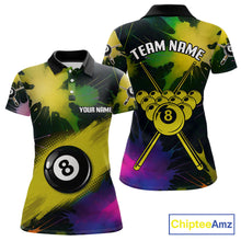 Load image into Gallery viewer, Grunge Paint Splatter Yellow Ball 8 Billiard Shirts For Women Personalized Billiard Attire Gifts NYN2790