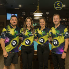 Load image into Gallery viewer, Grunge Paint Splatter Yellow Ball 8 Billiard Shirts For Men Personalized Billiard Attire Gifts NYN2790
