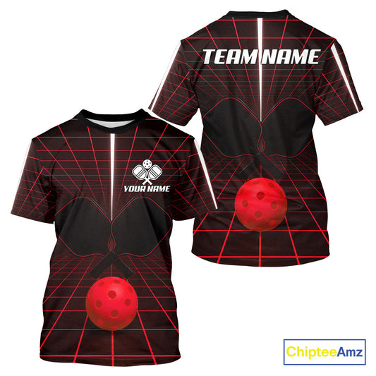 Custom Black And Red Pickleball Ball T-Shirt For Men Outfits Pickleball Jerseys NYN1886
