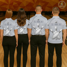 Load image into Gallery viewer, Silver And Red Bowling Custom Bowling Polo &amp; Quarter Zip Team Shirts, Men Bowling Outfit Jersey NYN3021