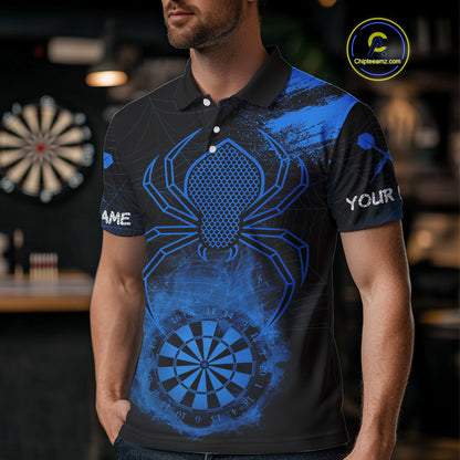 Blue Spider Men's Grunge Darts Shirt Smoke Dartboard - Custom Name For Darts Jersey NYN0468