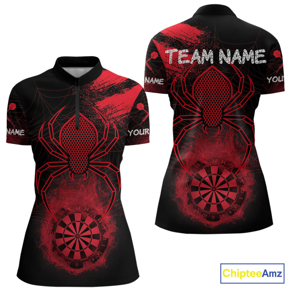Red Spider Women's Grunge Darts Shirt Smoke Dartboard - Custom Name For Darts Jersey NYN0469