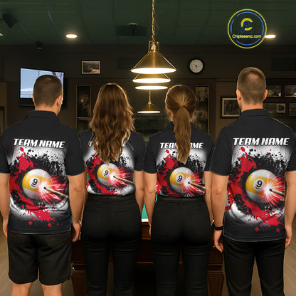 Lightning Red Billiard 8 Ball & 9 Ball Shirt For Men Custom Grunge Pool Team Billiard Jersey NYN3441