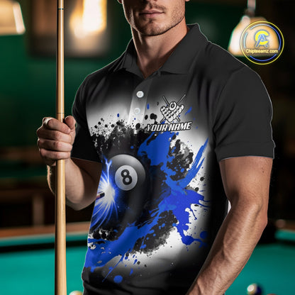 Lightning Blue Billiard 8 Ball & 9 Ball Shirt For Men Custom Grunge Pool Team Billiard Jersey NYN3442