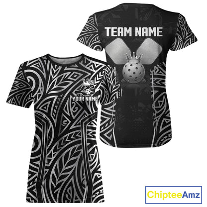 Custom Silver Tribal Pickleball Jerseys Women Silver Crown Pickleball Paddle Ball 3D Shirts NYN2159