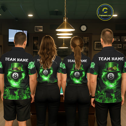 Shamrock 8 Ball Pool Polo & 1/4-Zip Shirt Personalized Women Patrick's Day Billiard Attire Gifts NYN2421