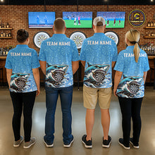 Load image into Gallery viewer, Blue Ferocious Shark Dartboard &amp; Arrow Men Darts Polo Shirt Custom Funny Dart League Shirt NYN2647