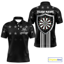 Load image into Gallery viewer, Black &amp; Red US Flag Dartboard - Men's Patriotic Darts Shirt - Custom Name For Players NYN0488