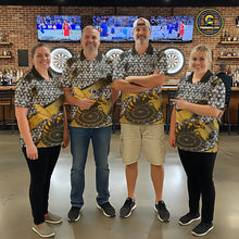 Load image into Gallery viewer, Custom Funny Gold Bee Silver Triangle Darts Quarter-Zip Shirt For Men Funny Dart League Jerseys NYN2176