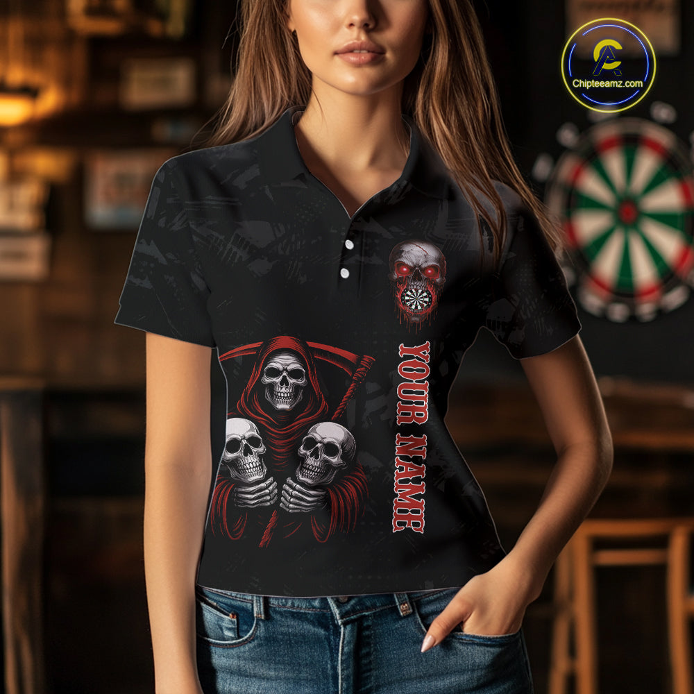 Custom Colorful Bulldog Funny Dart Polo Team Shirts For Women Bulldog Dart League Jerseys NYN2181