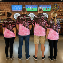 Load image into Gallery viewer, Pink Black Ribbon Blur Dartboard Custom Breast Cancer Awareness Dart Polo Team Shirt For Men NYN2450