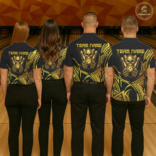 Load image into Gallery viewer, Mens Skull Bowling Shirts Gold Tribal Pattern Custom Skull Bowling Polo Quarter-Zip Team Jersey NYN3755