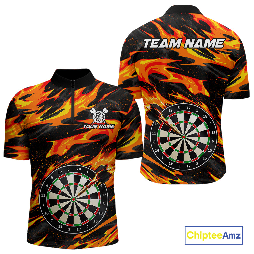 Fire Flame Dartboard Dart Shirt For Men Personalized Red Flames Dart Team Outfits Jerseys NYN4053