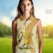 Load image into Gallery viewer, Funny Banana Womens Golf Sleeveless Polo Shirt, Custom Golf Polo For Women Golf Apparel Gift For Golf Lovers NYN3767