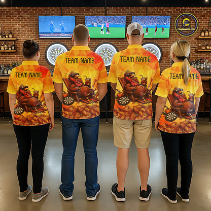 Custom Funny Turkey Autumn Thanksgiving Darts Shirt For Women, Thanksgiving Darts Team Jersey NYN4070