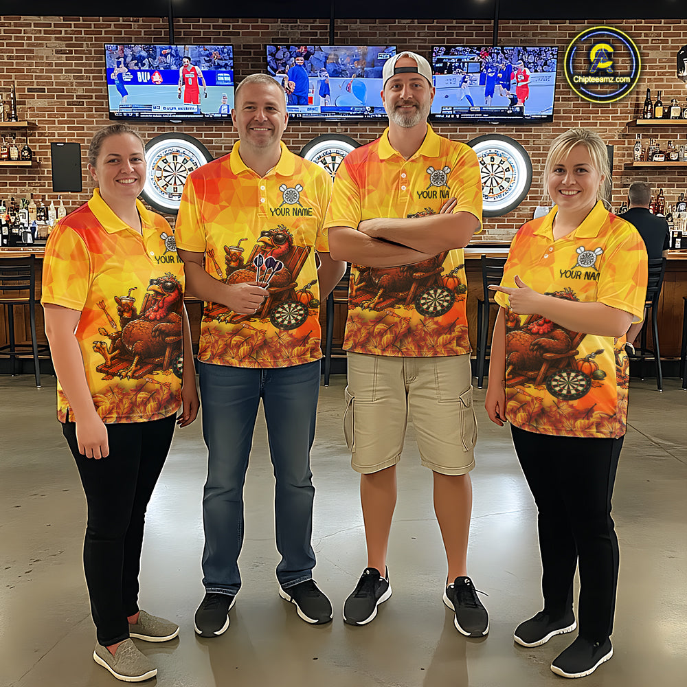 Custom Funny Turkey Autumn Thanksgiving Darts Shirt For Women, Thanksgiving Darts Team Jersey NYN4070