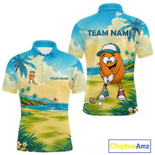 Load image into Gallery viewer, Men's funny potato golf polo shirt mockup tropical golf apparel