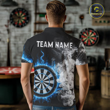 Load image into Gallery viewer, Custom White Smokes Blue Flames Dartboard Dart Men Polo Jerseys Dart Team Shirt NYN1668
