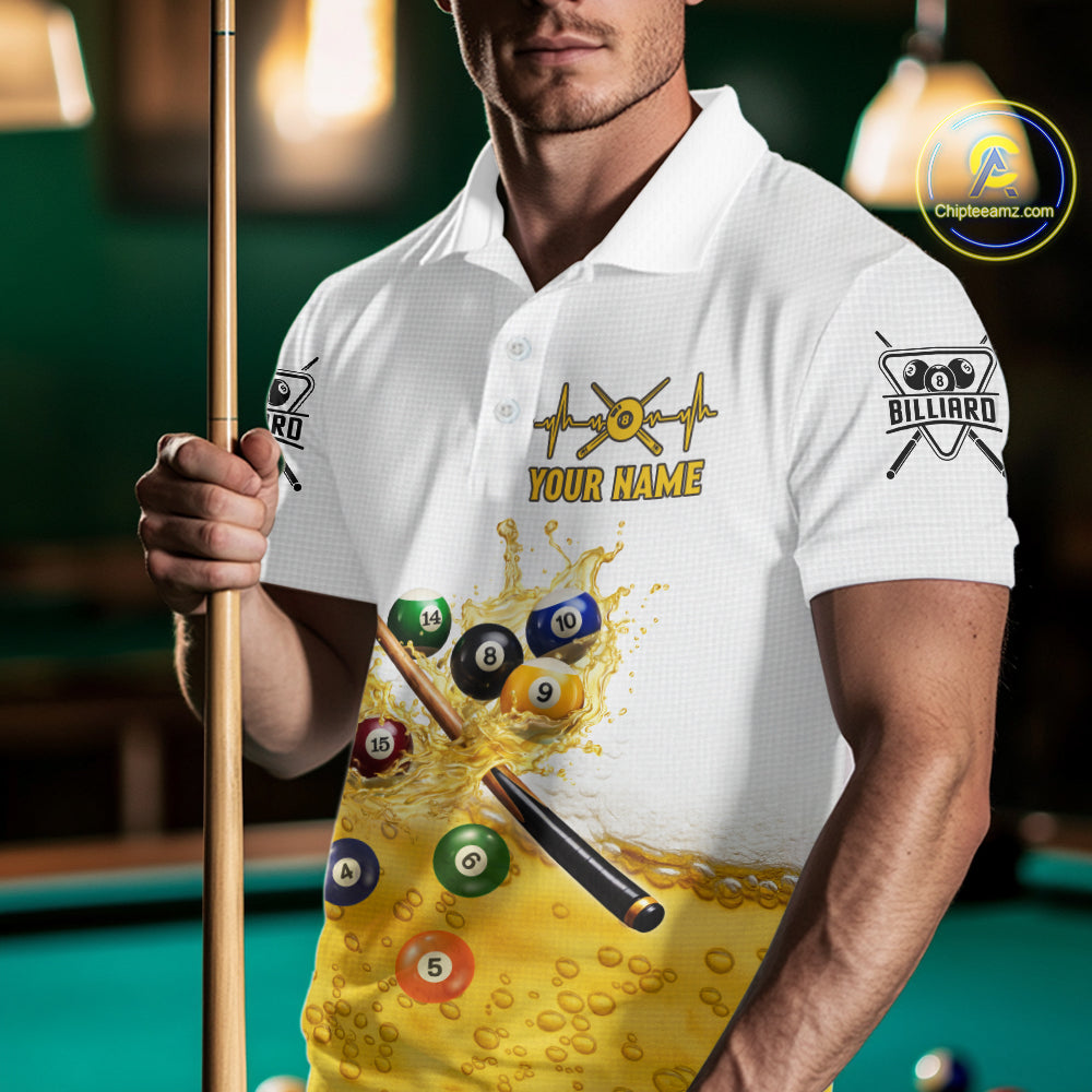 Funny Beer Play Pool Balls Billiard Team Shirt For Men Custom Billiard Polo & 1/4 Zip Attire NYN2474