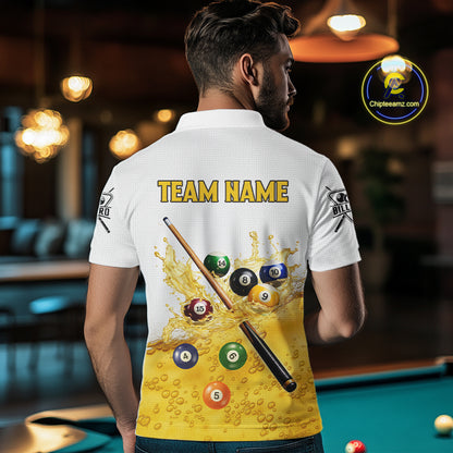 Funny Beer Play Pool Balls Billiard Team Shirt For Men Custom Billiard Polo & 1/4 Zip Attire NYN2474