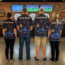 Load image into Gallery viewer, Blue Smoking Grim Reaper Dartboard Dart 1/4-Zip Shirts For Women Custom Multiskull Dart Team Shirts NYN2683