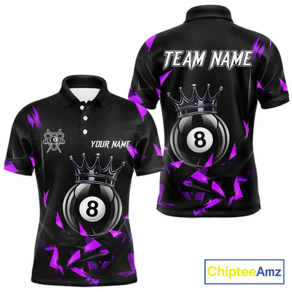 Black And Purple Geometric Crown 8 Ball Billiard Pool Shirt For Men Custom Billiard Team Jersey NYN3217