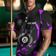 Load image into Gallery viewer, Black And Purple Geometric Crown 8 Ball Billiard Pool Shirt For Men Custom Billiard Team Jersey NYN3217