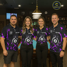 Load image into Gallery viewer, Black And Purple Geometric Crown 8 Ball Billiard Pool Shirt For Men Custom Billiard Team Jersey NYN3217